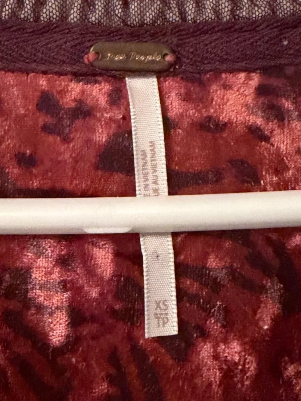 Free People Go Get 'Em Crushed Velvet Balloon Sleeve Blouse size XS bohemian
